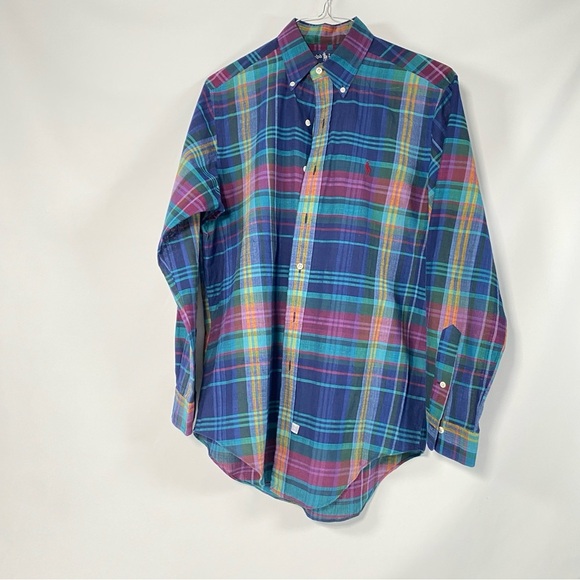 Ralph Lauren Shirt Mens Classic Button Down Blue Aqua Green Size M - Picture 1 of 11